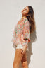 Flower Patch Smocked Neckline Flowy Blouse - Garden