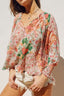 Flower Patch Smocked Neckline Flowy Blouse - Garden