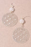 Metal Round Pearl Flower Earring