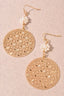 Metal Round Pearl Flower Earring