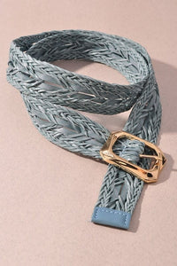 Braided Leather Metal Buckle Belt