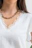 V Neck Lace Trim Back Tie Blouse
