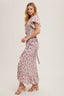 Floral Print Ruffle Hem Wrap Maxi Dress - Rose