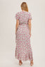 Floral Print Ruffle Hem Wrap Maxi Dress - Rose