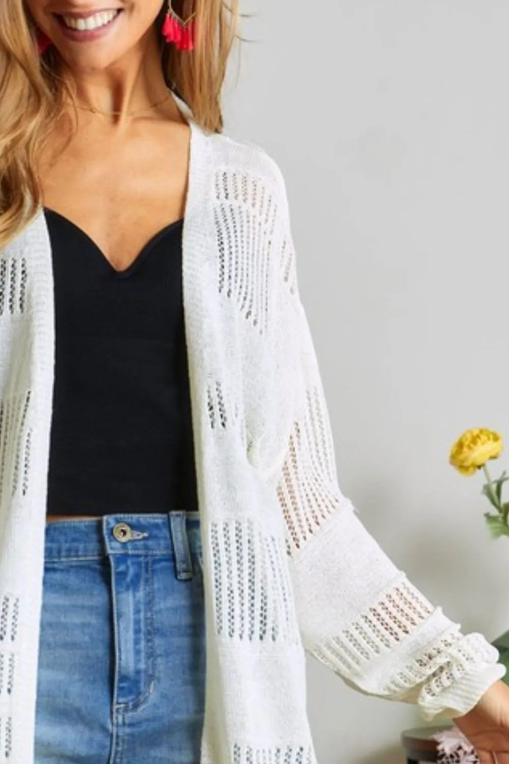Lightweight Sweater Knit Cardigan: Ivory