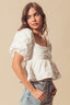 Flower Babydoll Crop Top - Off White