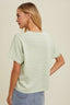 Striped Boxy Lightweight Sweater Top - Mint/Cream