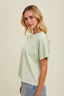 Striped Boxy Lightweight Sweater Top - Mint/Cream