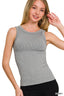 2 Way Neckline Seamless Ribbed Tank Top: H. Grey