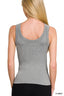 2 Way Neckline Seamless Ribbed Tank Top: H. Grey