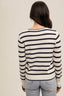 Pearl Button Stripe Slit Cardigan - White/Dark Navy
