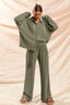 Pleated Shirt With Wavy Edge - Olive