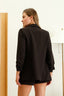 3/4 Ruched Sleeve Blazer - Black