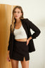 3/4 Ruched Sleeve Blazer - Black