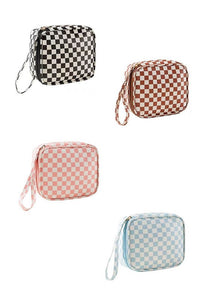 Checkered Cosmetic Makeup Travel Case