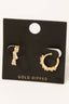 Gold Dipped Mixed Cz Shape Studs Hoop Earrings: GOLD