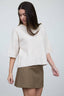 HEATHERED CREW NECK HALF SLEEVE BOXY PULLOVER: OATMEAL