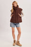 OVERSIZE HIGH NECK QUILTED PUFFER VEST: CHOCOLATE