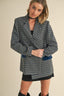 Wool Blend Houndstooth Coat - Navy