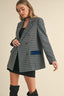 Wool Blend Houndstooth Coat - Navy