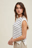 Striped Muscle Tank Sweater - Off White/Navy