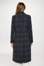 Plaid Wool Coat - Blue Multi
