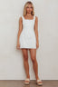 Square Neck Babydoll Mini Dress: White