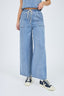 High Waist Wide Leg Washed Chambray Pants
