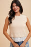 Mix Media Embroidery Layered Rib Sweater Top