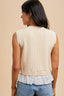 Mix Media Embroidery Layered Rib Sweater Top