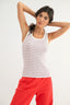 Multi-striped Ribbed Tank - White/Cherry