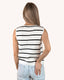 Button Front Stripe Fine Sleeveless Top