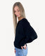 Ribbed Dolman Sleeve Sweater - Black