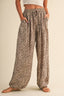 LEOPARD GAUZE RELAXED FIT BALLOON PANTS: LEOPARD