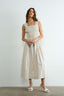 Margot Retro Bow Tie Back Smocked Midi Dress