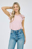 Lace Panel Short Ruffle Sleeve Blouse