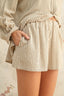Striped Elastic Band Shorts - Oatmeal