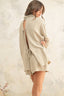 Striped Elastic Band Shorts - Oatmeal