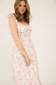 Floral Tie Strap Ruched Detail Maxi Dress