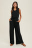 Ribbed Knit Button-up Jumpsuit - Black