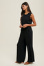 Ribbed Knit Button-up Jumpsuit - Black