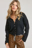 Lightweight Button-Down Cardigan Top: Black