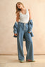 Washed Knitted Pants - Denim Blue