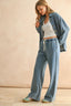 Washed Knitted Pants - Denim Blue