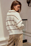 Luxe Relaxed Striped Knit Sweatshirt: Latte