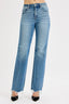 Tina Tummy Control High Rise Wide Leg Raw Cut Hem Jeans