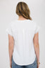 Scallop Lace Trim Short Sleeve Henley Top - White
