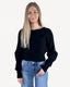 Ribbed Dolman Sleeve Sweater - Black