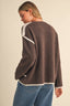 LONGSLEEVED SWEATER WITH CONTRAST PIPING DETAIL: Brown