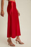 Basic Satin Midi Skirt: Red